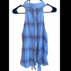 Anthropologie: Cloth + Stone Plaid Button Back Tank